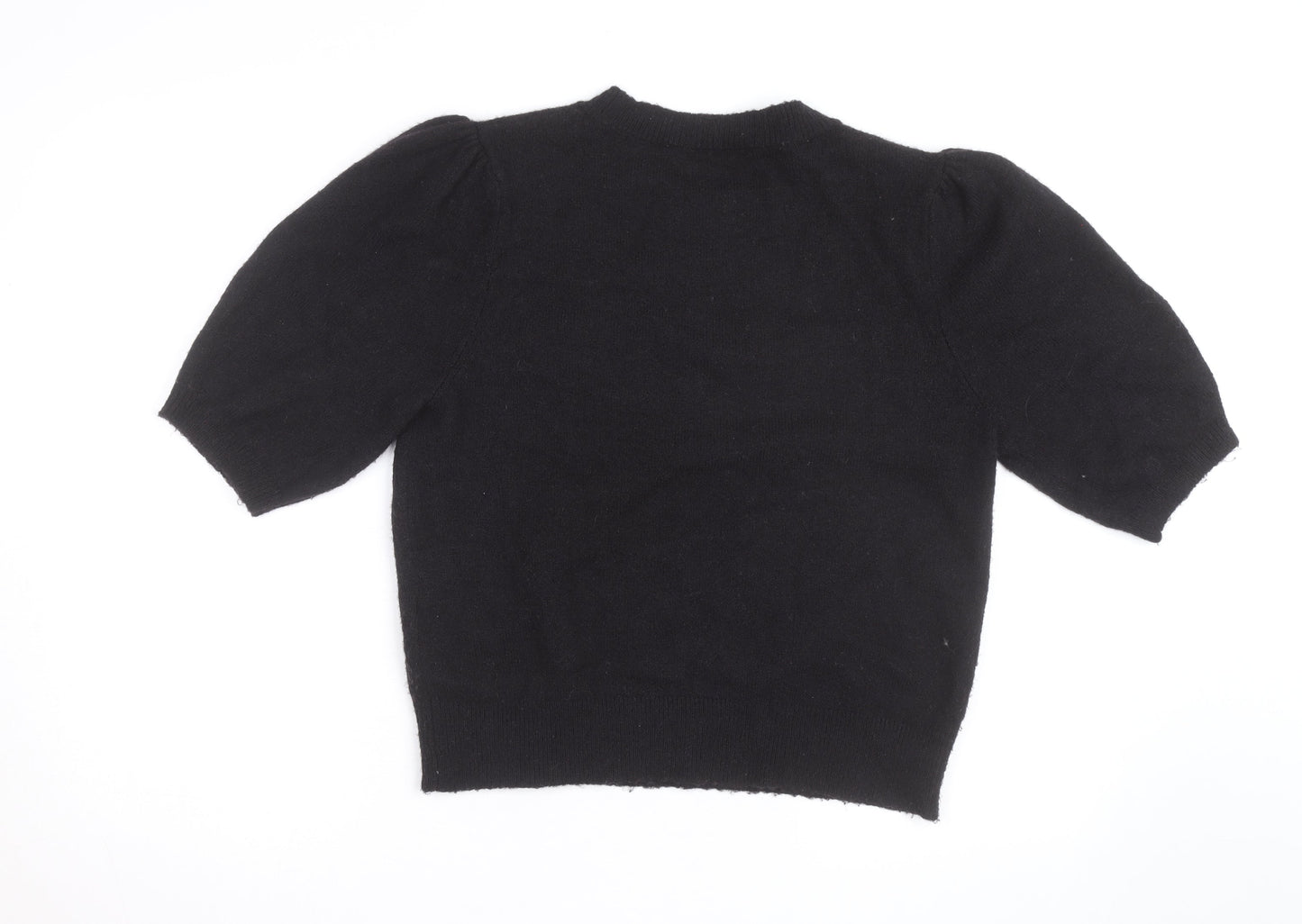 SELECTED FEMME Women's Black Wool Alpaca Puff Sleeve Jumper M