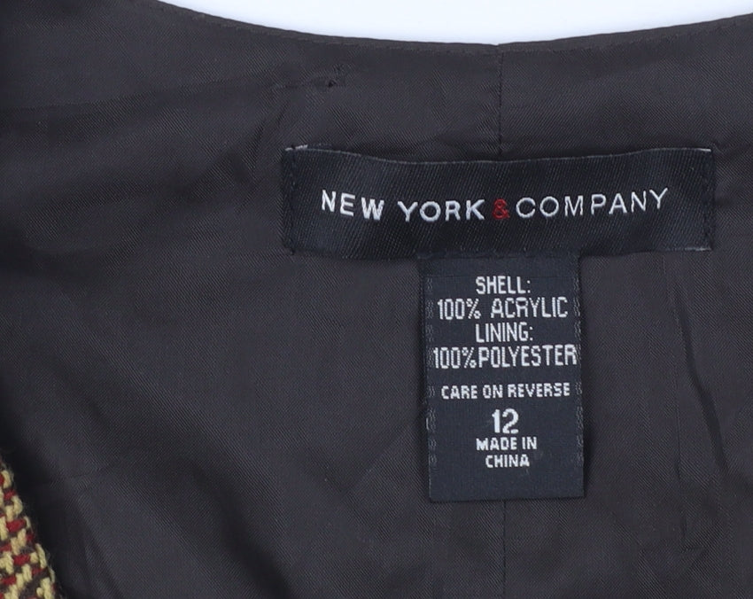 New York & Company Women's Brown Tweed Waistcoat Size 12 Classic Fit