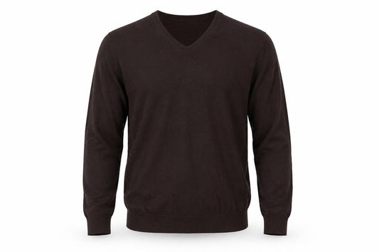 Wolsey Men's Brown Cotton Cashmere V-Neck Jumper Size M