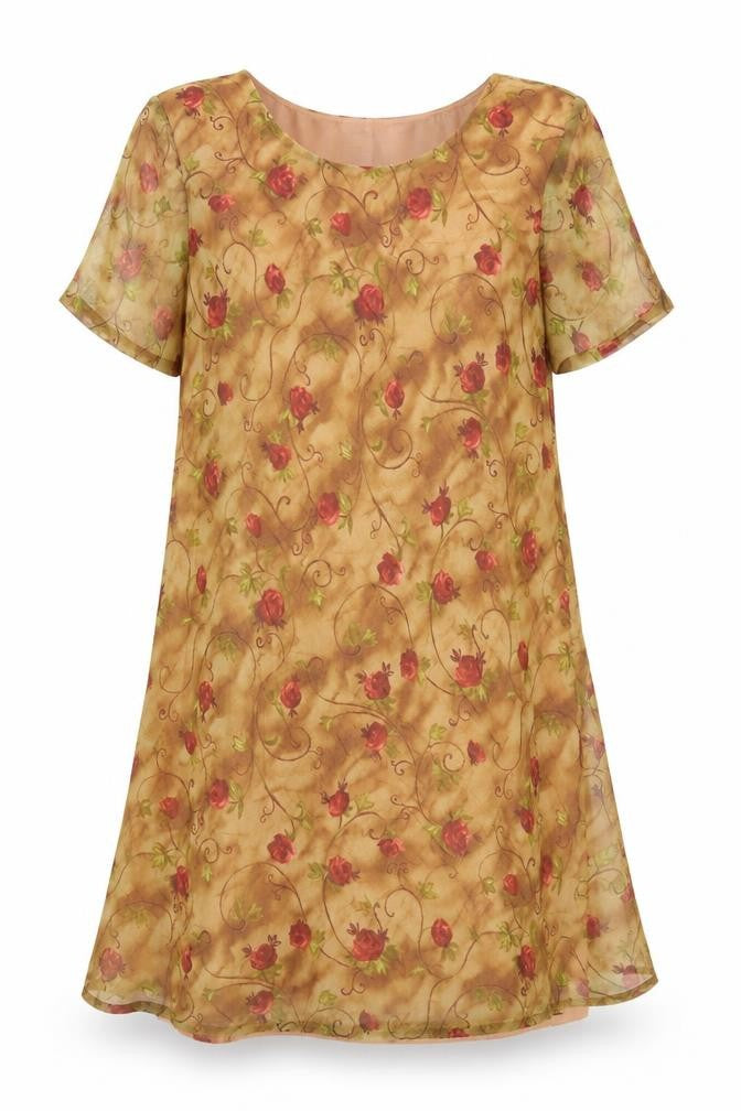 Michael B. Petites Women’s Beige Floral Shift Dress Size 12 Petite