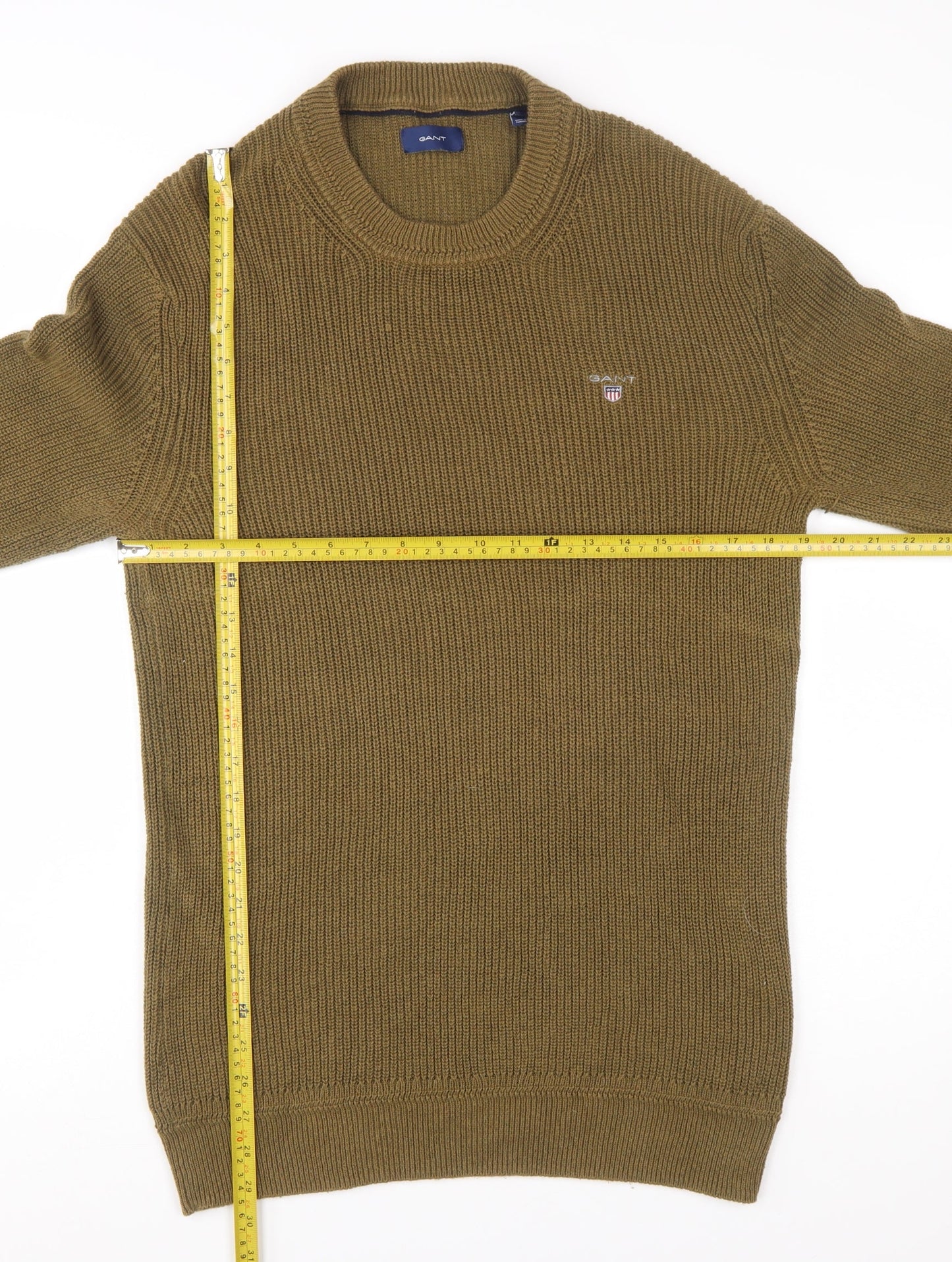 GANT Men's Green M Crew Neck Cotton Chunky-Knit Jumper