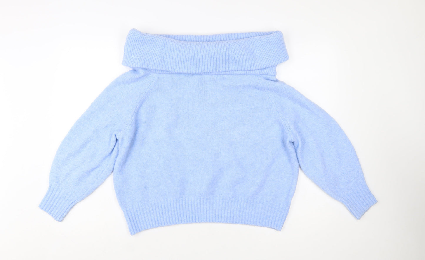 H&M Womens Blue Cowl Neck Knit Jumper Size 12