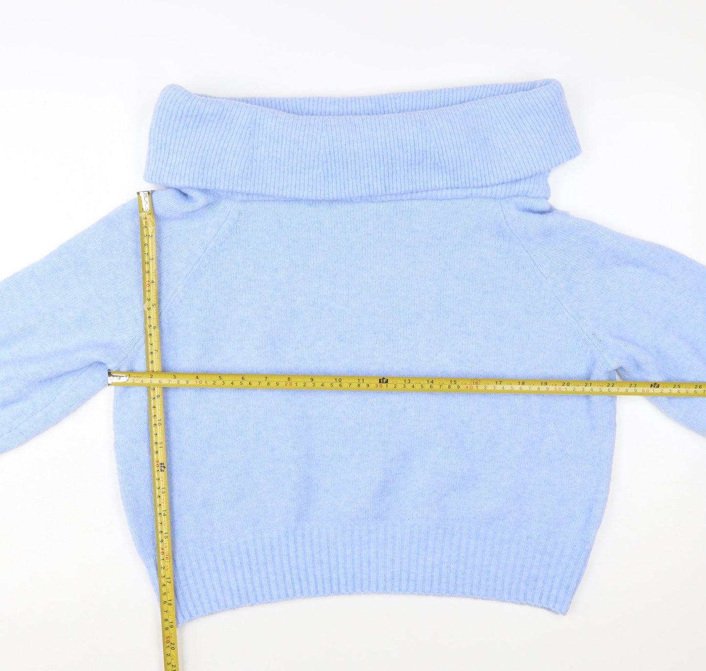 H&M Womens Blue Cowl Neck Knit Jumper Size 12