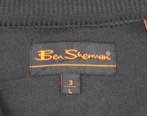 Ben Sherman Mens Black Grey Full Zip Sweatshirt L Classic Fit