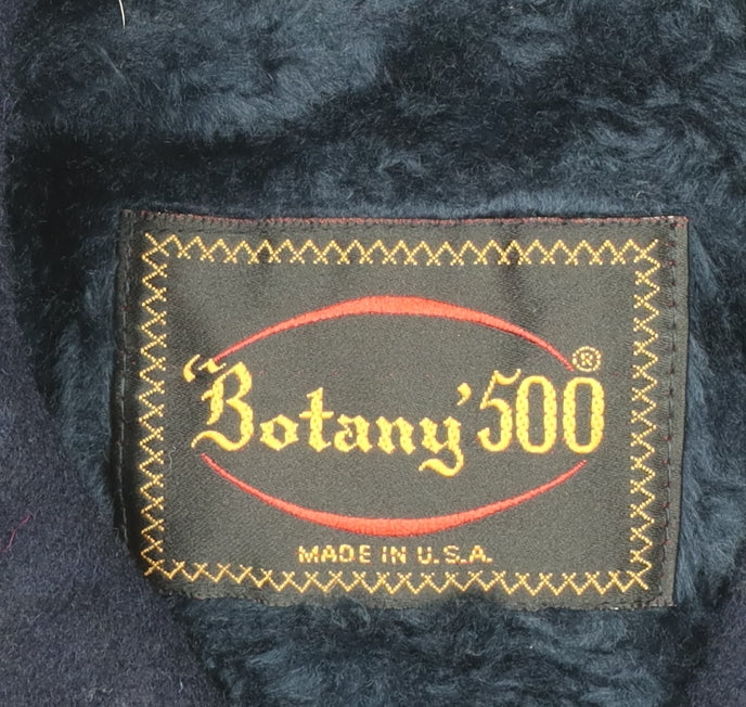 Botany 500 Men's Navy Blue Wool Overcoat Size 46 Regular Classic