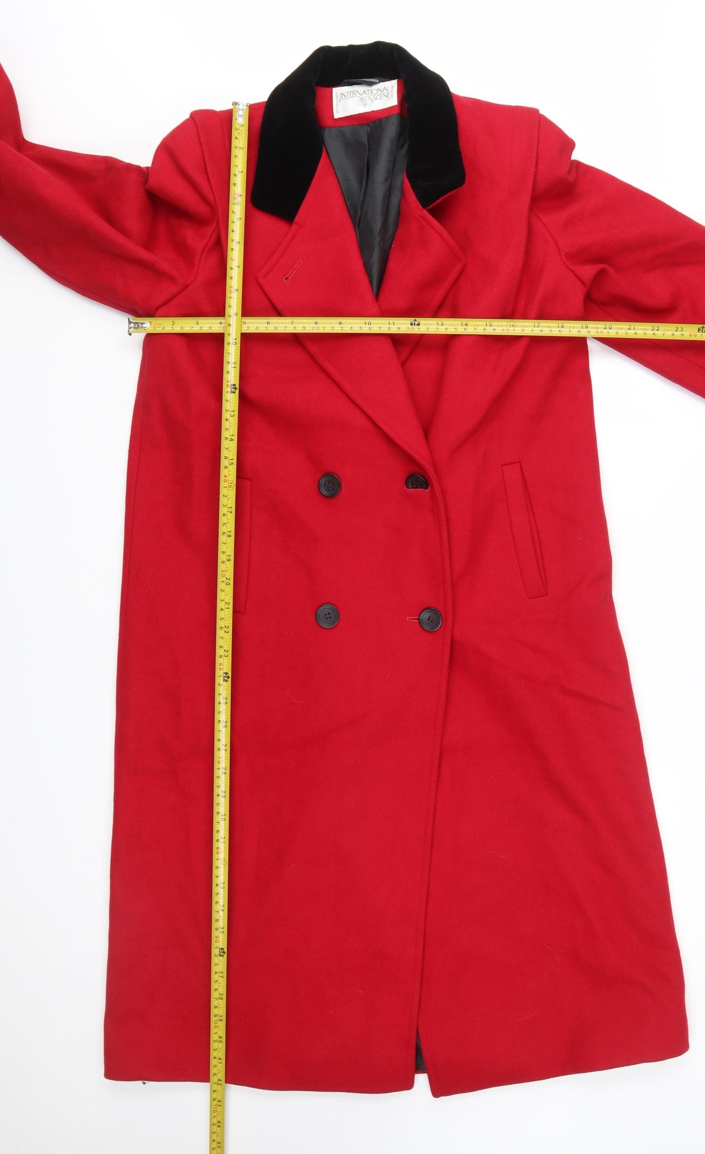 International Scene Women's Red Wool Long Overcoat Size 8