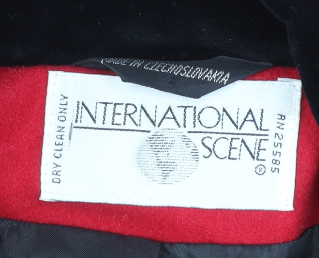 International Scene Women's Red Wool Long Overcoat Size 8