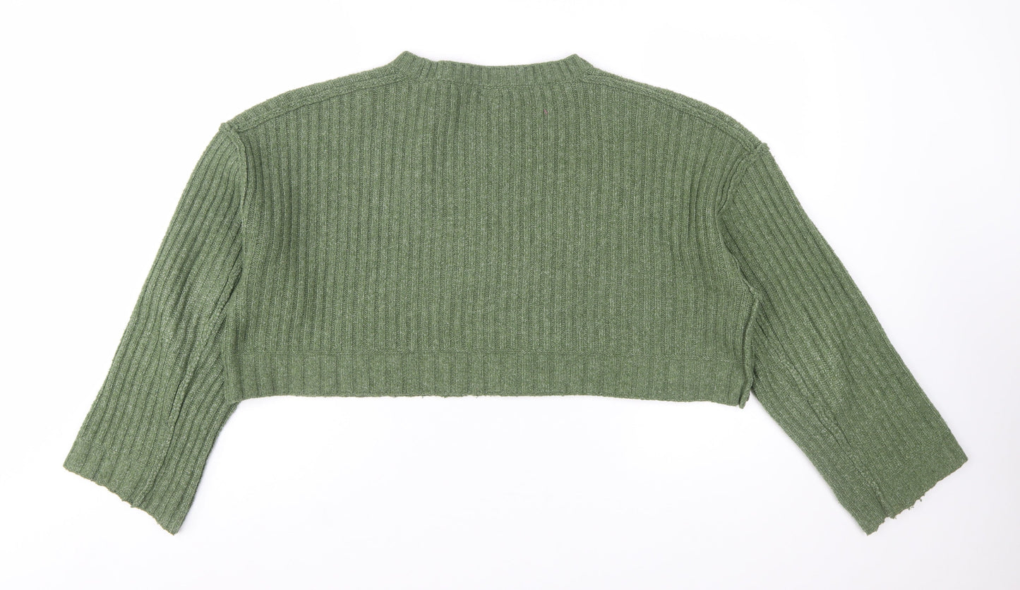 Urban Outfitters Women Green Ribbed Crew Neck Knit Jumper M