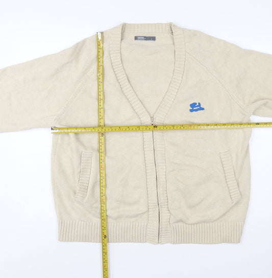 PSO Brand Men's Beige Full Zip Cardigan Jumper Size L