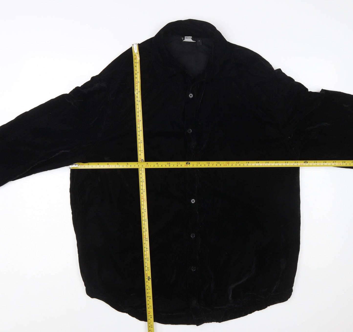 ASOS DESIGN Men's Black Velvet Button-Up Shirt Size M