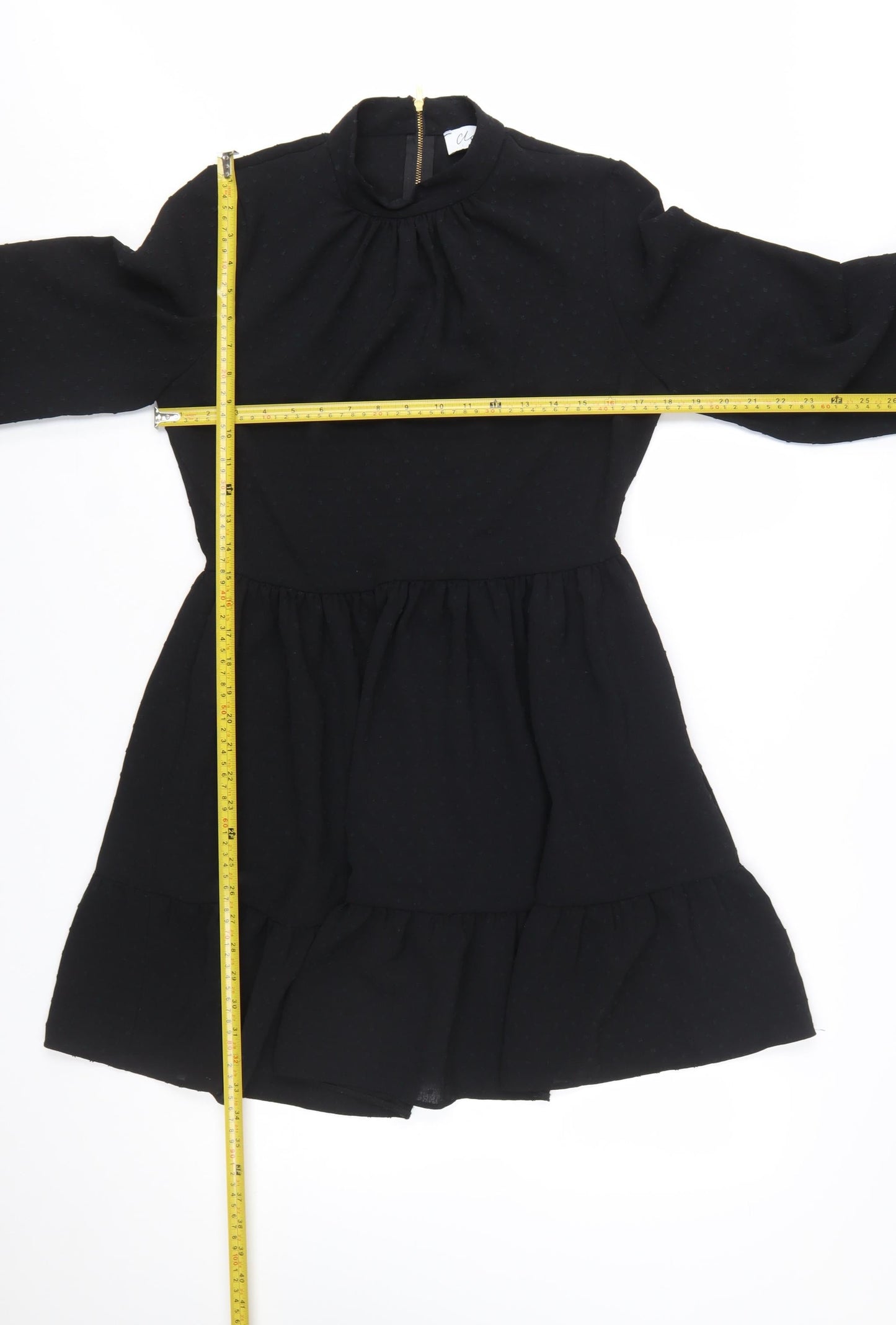 Closet London Women's Black A-Line Long Sleeve High Neck Dress UK 12