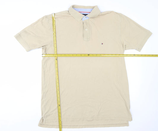 Tommy Hilfiger Men's Beige Cotton Polo Shirt XL Classic Fit