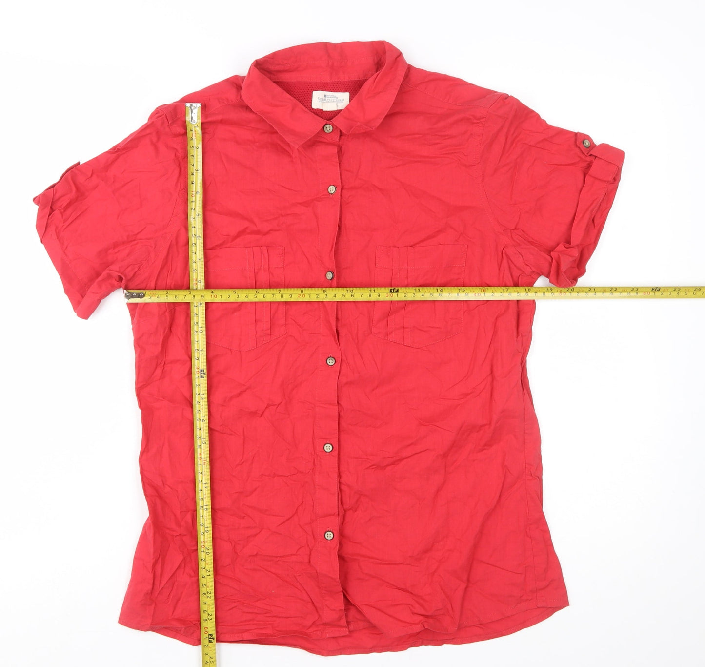 Mountain Warehouse Womens Red Short Sleeve Button-Up Shirt UK 14