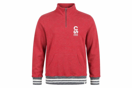 Bruzer Men’s Red 1/4 Zip Cotton Jumper M High Neck Casual Pullover