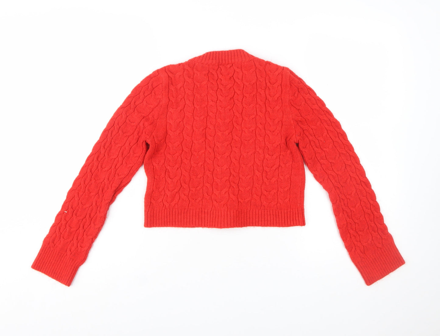 Stradivarius Women Red Cable-Knit Cardigan Jumper S