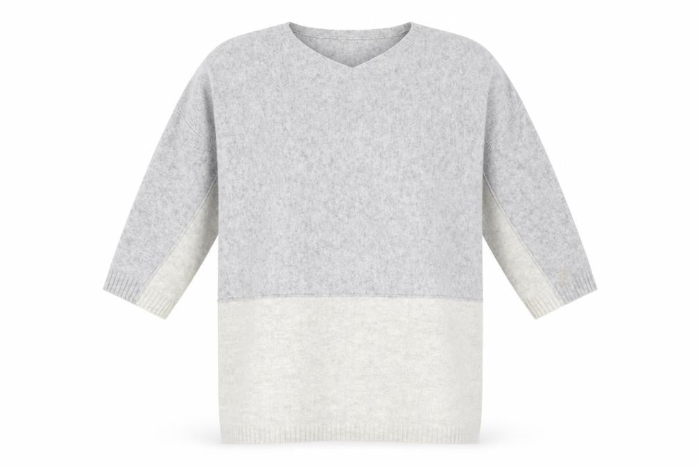 Toast Women’s Grey Wool Cashmere V-Neck Tunic Jumper Size S