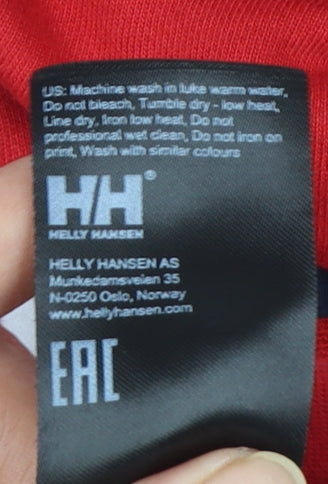 Helly Hansen Men's Red XL Pullover Hoodie Regular Fit Logo Sweatshirt