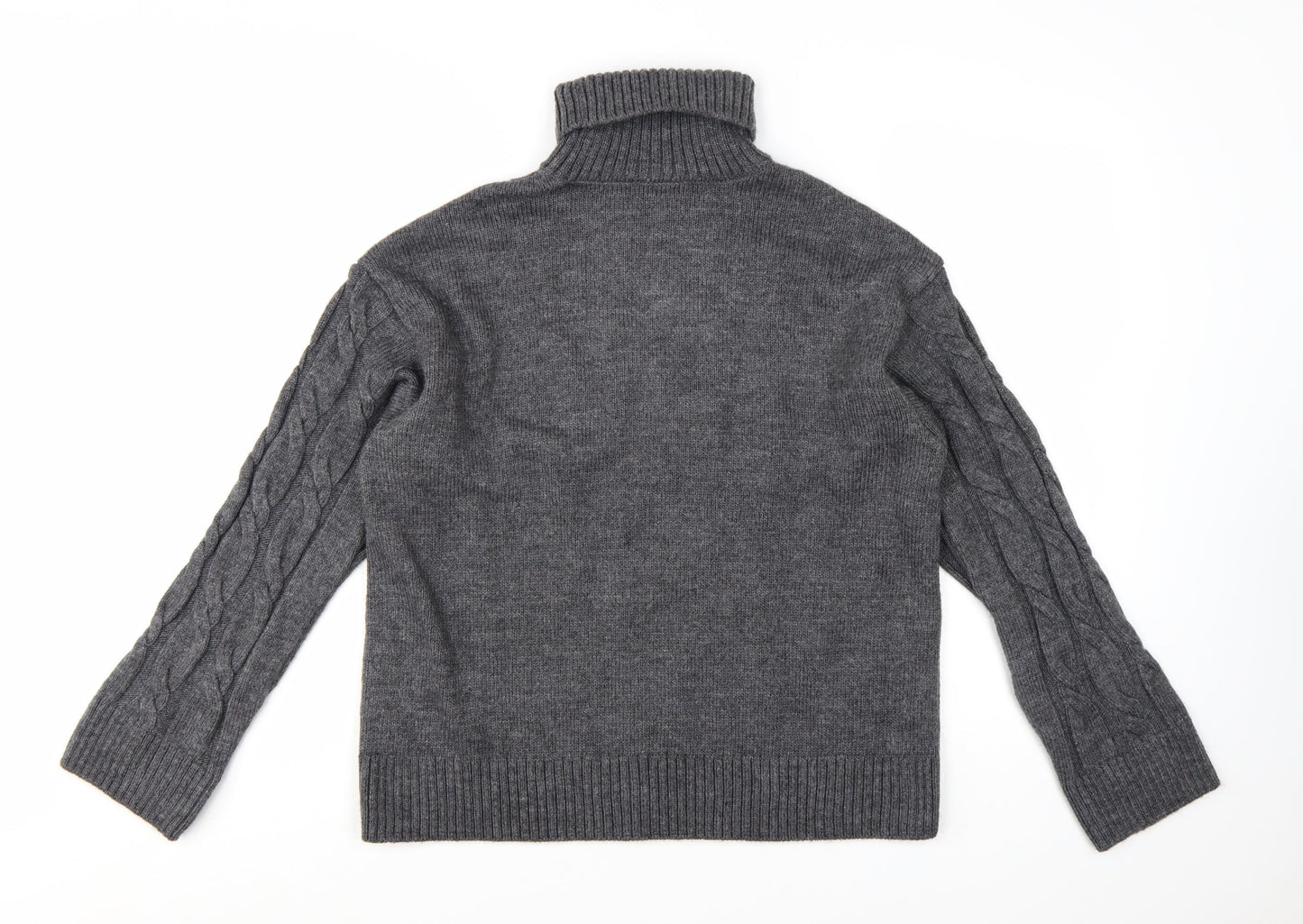 Marks and Spencer Womens Grey Roll Neck Cable Knit Jumper M