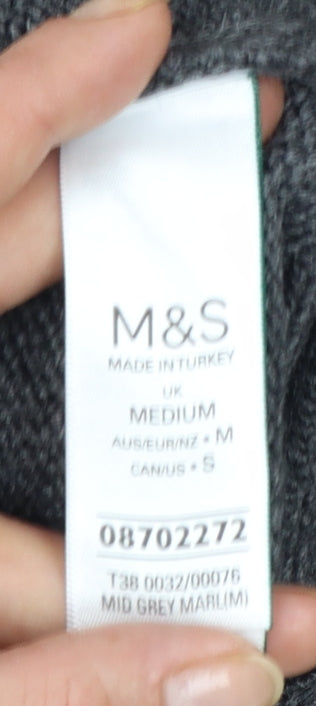 Marks and Spencer Womens Grey Roll Neck Cable Knit Jumper M