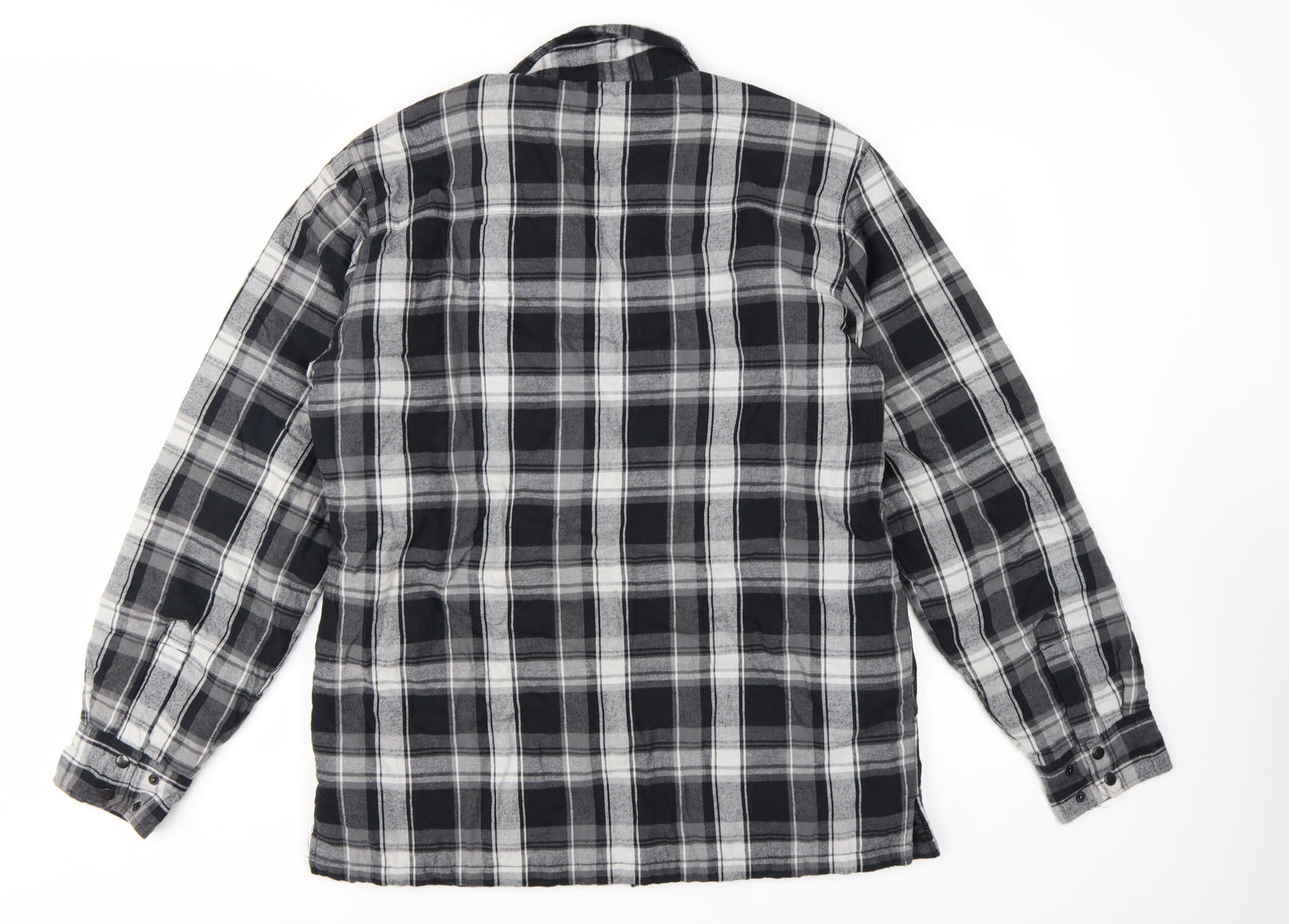 BC Clothing Men's Black Checked Flannel Padded Jacket Size S