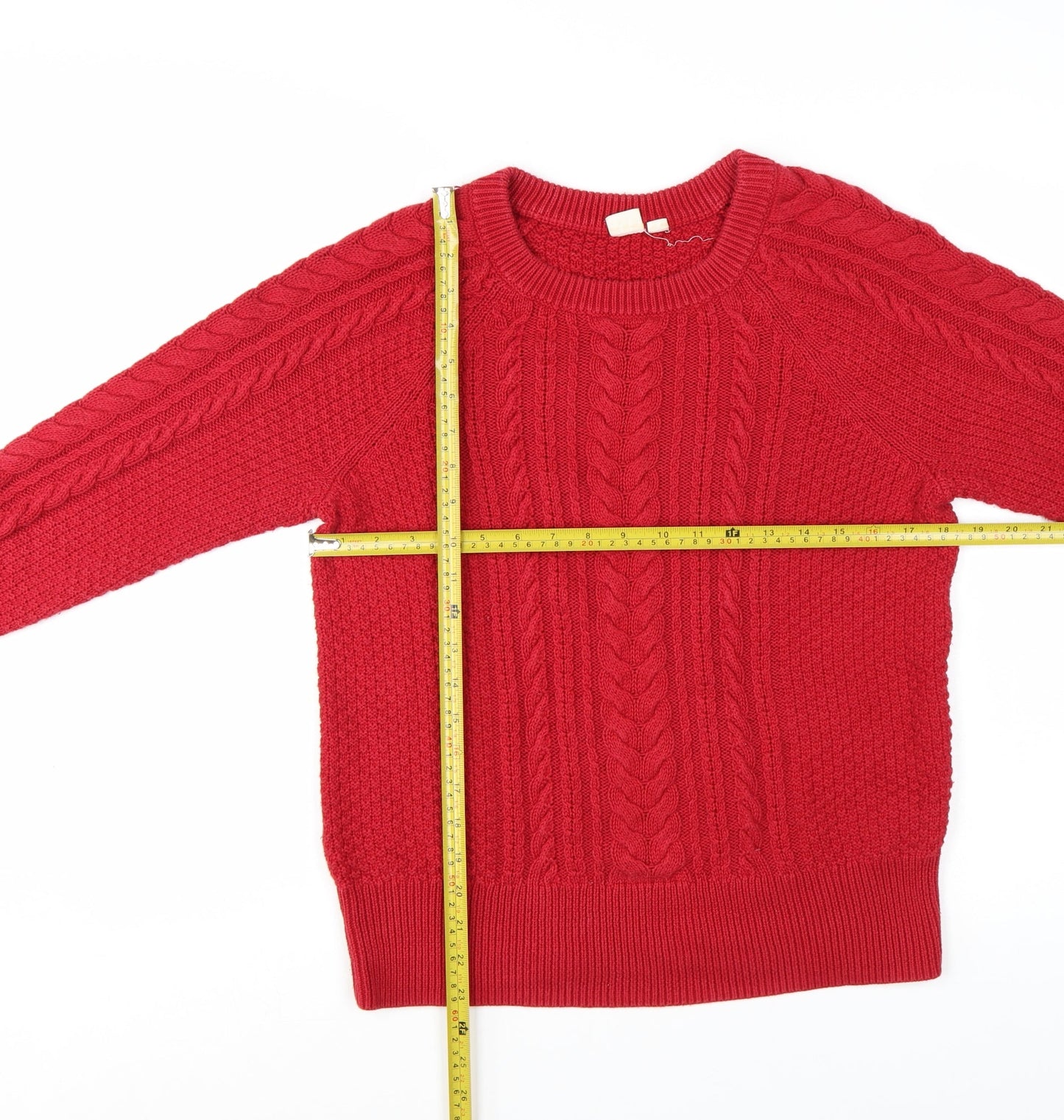 GAP Women’s Red Cable-Knit Cotton Crew Neck Jumper Size M