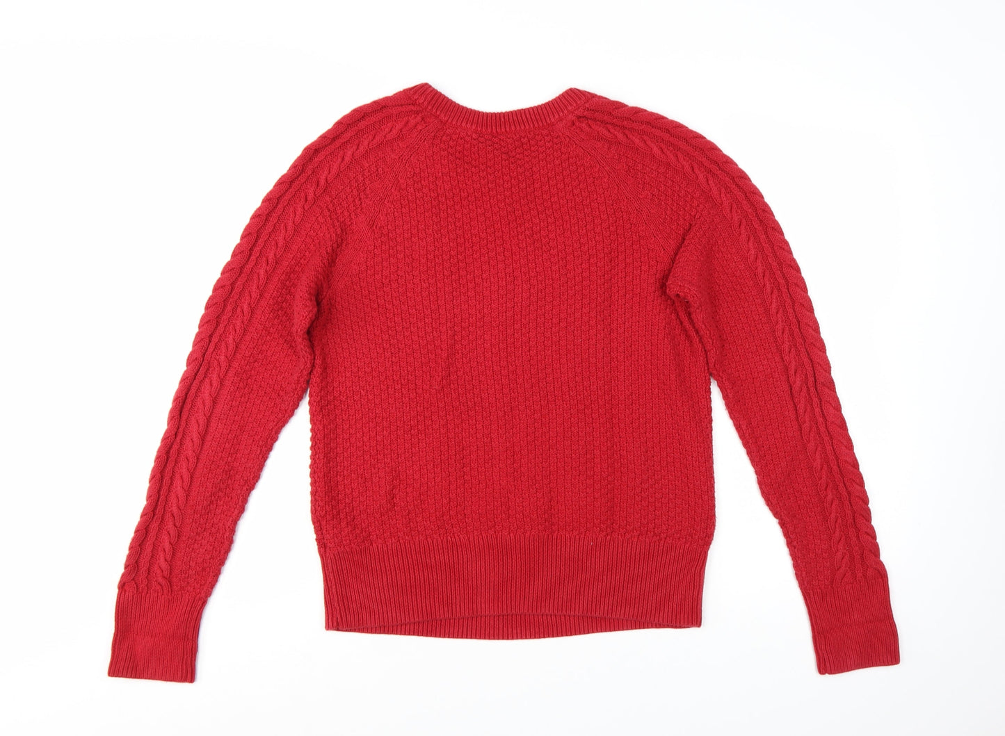 GAP Women’s Red Cable-Knit Cotton Crew Neck Jumper Size M