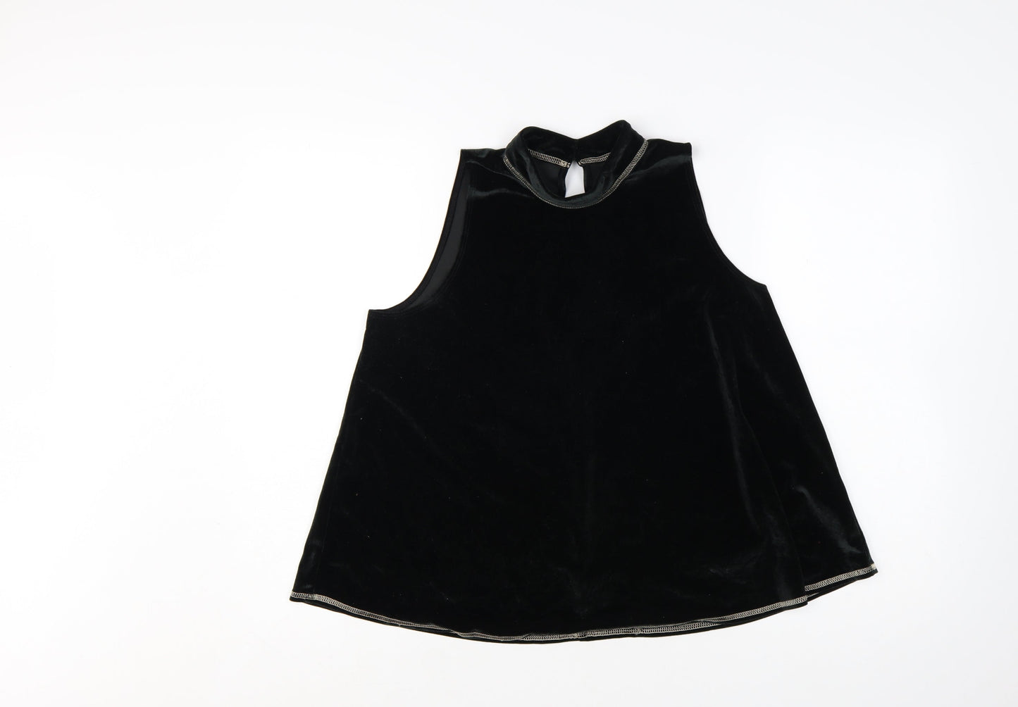 Abercrombie & Fitch Women's Black Velvet High Neck Sleeveless Tank Top M