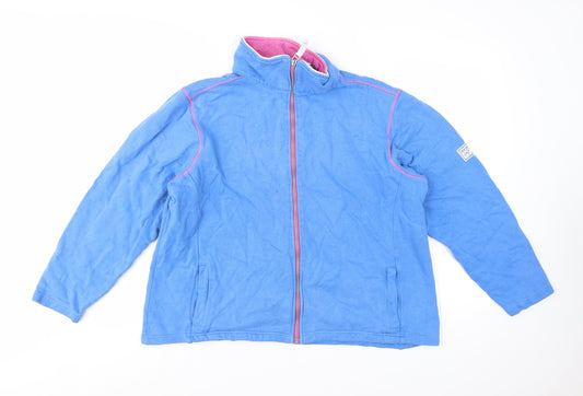 Lazy Jacks Women Blue Full Zip Sweatshirt Large Cotton Casual