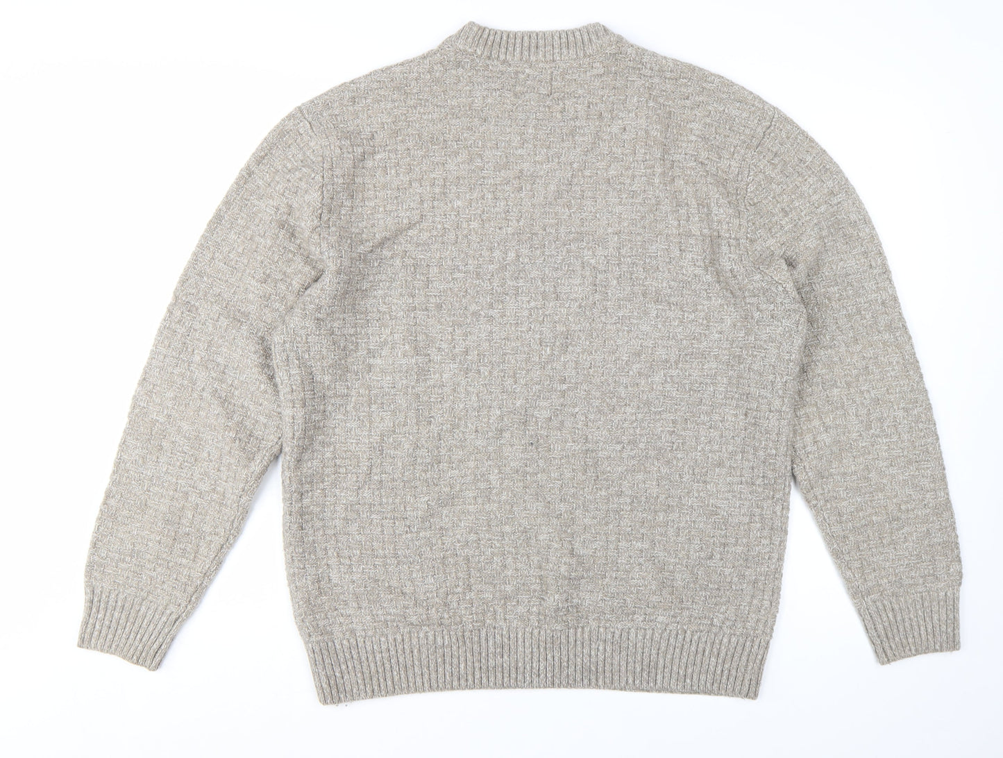 Next Men’s Beige Wool Blend Crew Neck Knit Jumper Size L