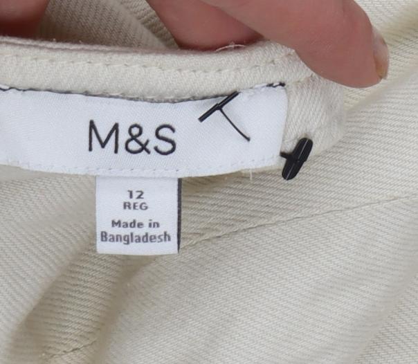 Marks and Spencer Women Beige Strapless A-Line Twill Dress Size 12