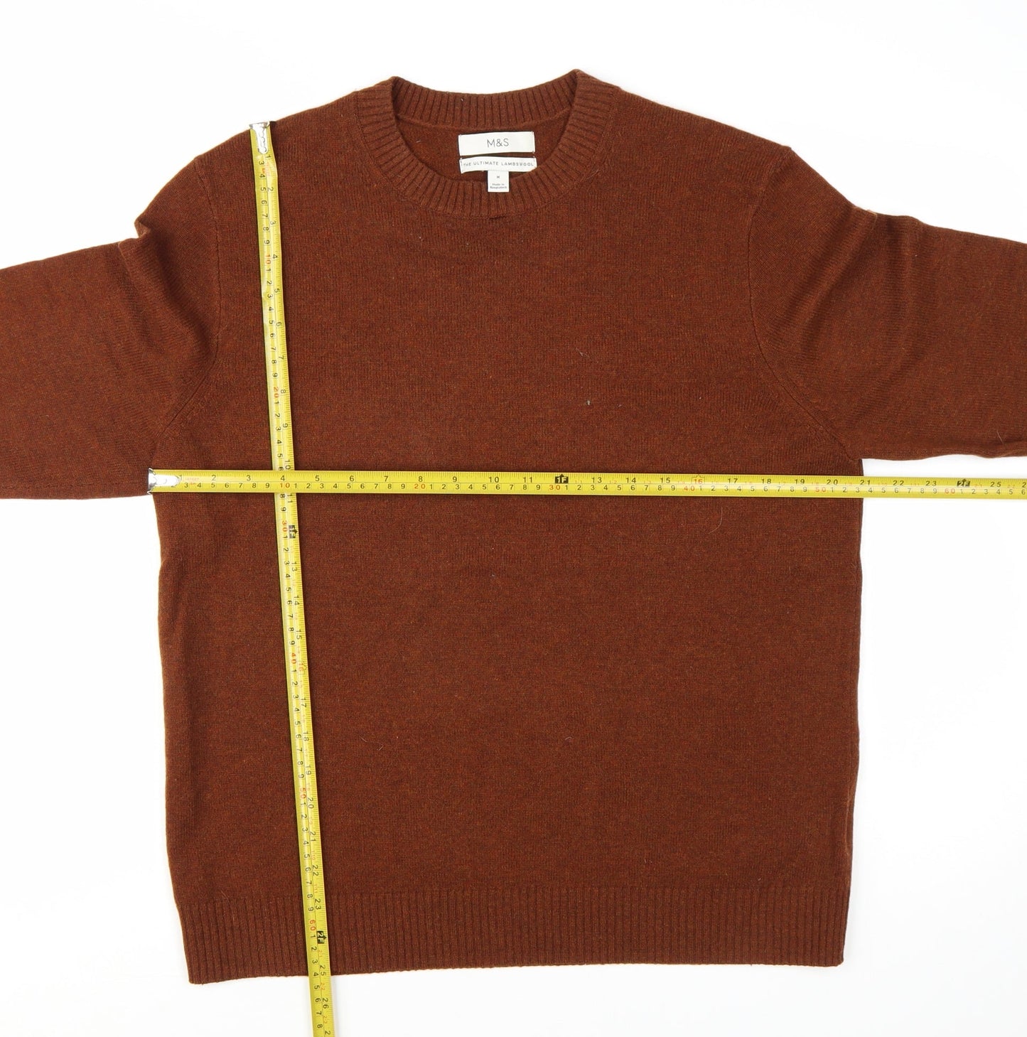 Marks and Spencer Men's Brown Lambswool Crew Neck Jumper M