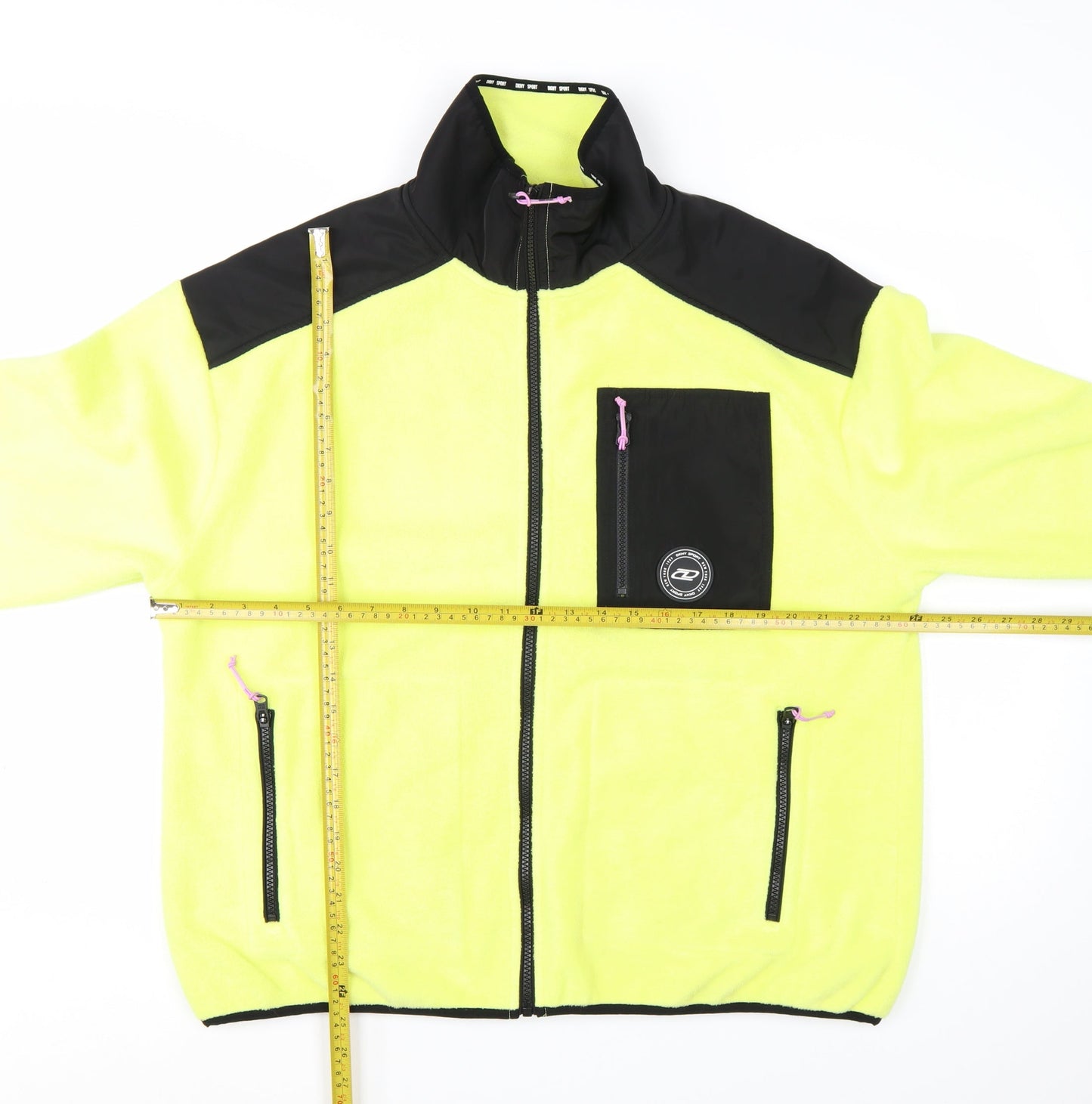 DKNY Women’s Yellow Fleece Zip Jacket L Sportswear Style