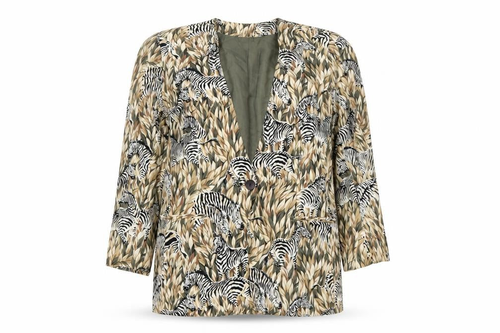 Regina Porter Womens Multicoloured Silk Animal Print Blazer Size 10