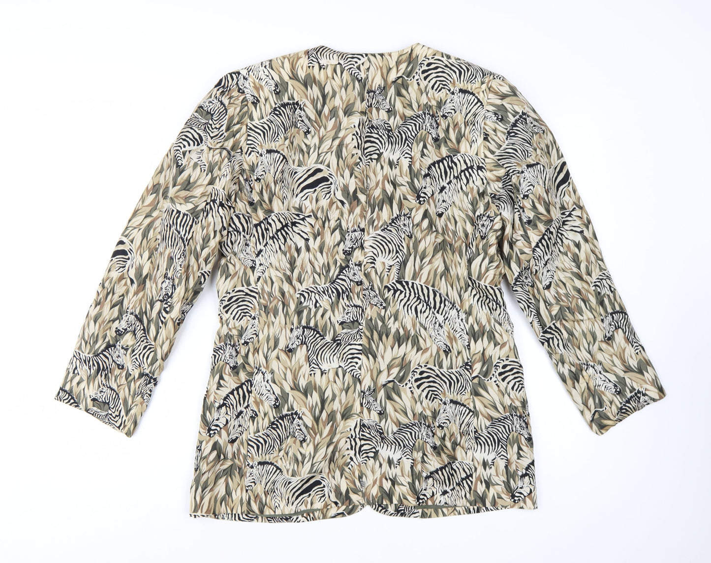 Regina Porter Womens Multicoloured Silk Animal Print Blazer Size 10