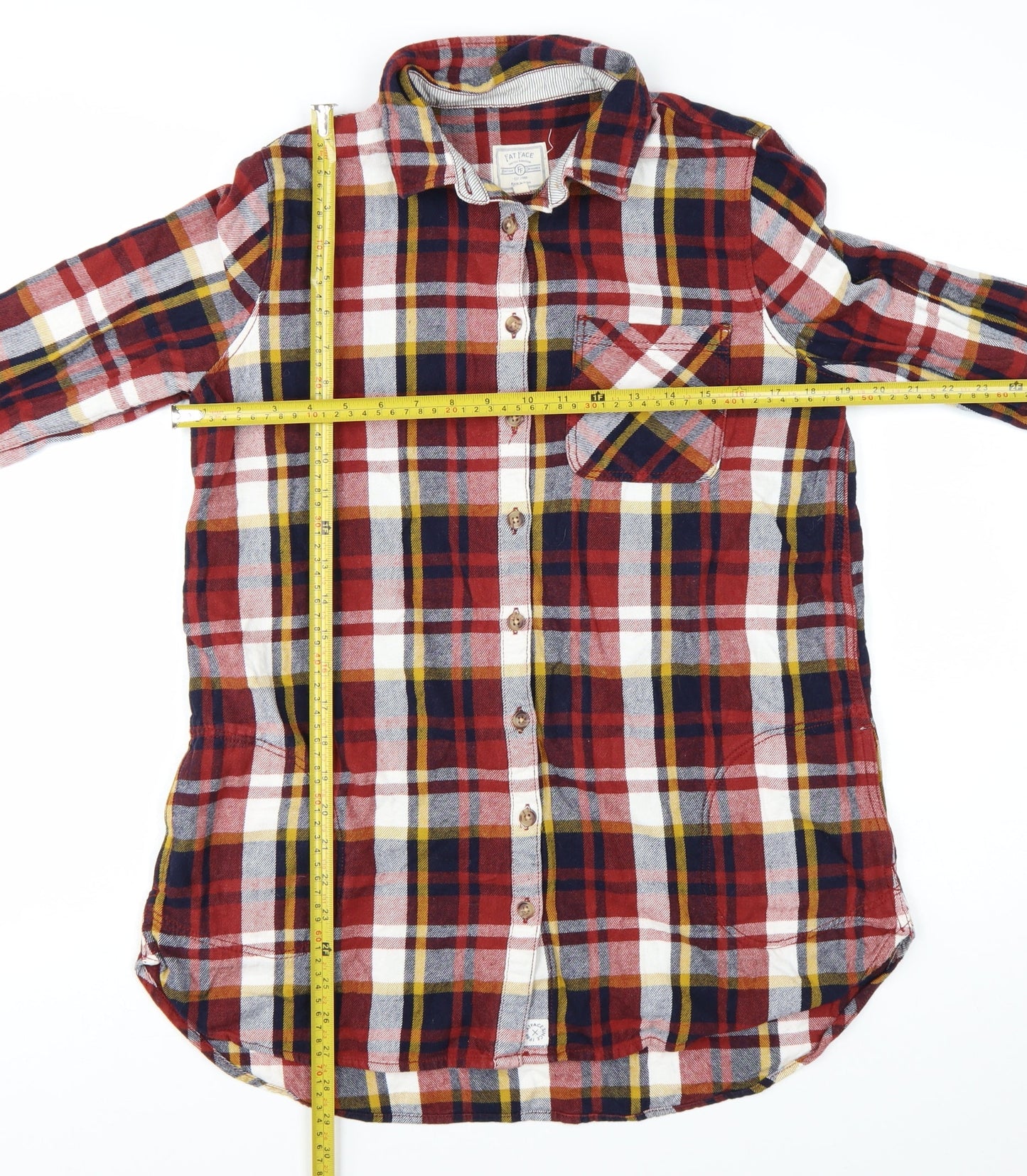 Fat Face Women’s Multicoloured Flannel Plaid Long Sleeve Button-Up Shirt UK 12