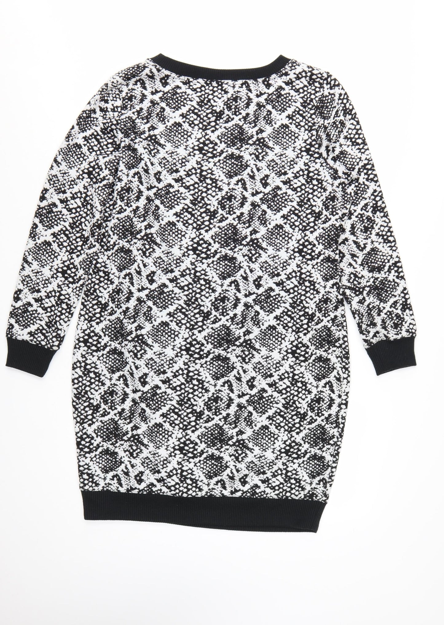 Marks and Spencer Womens Black Animal Print Sweatshirt Dress Size 14