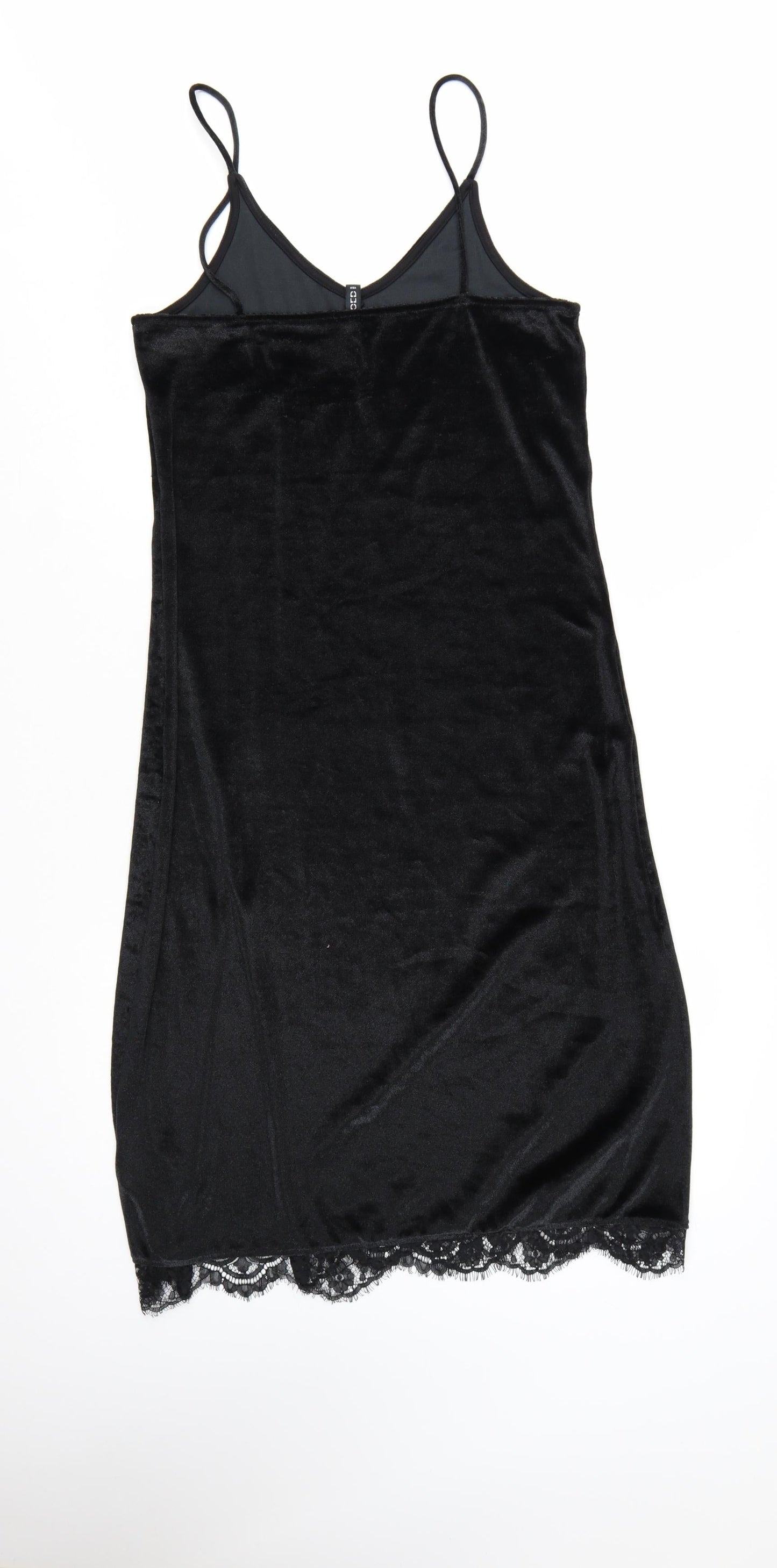 H&M Divided Women Black Size 12 Velvet Lace Slip Dress