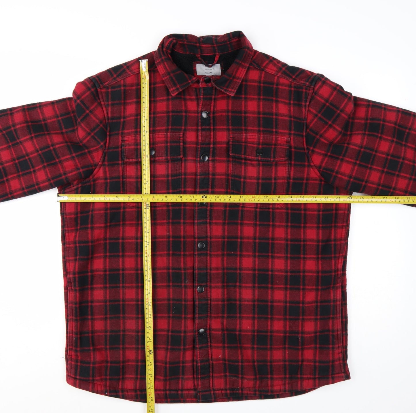 Marks and Spencer Men's Red Check Flannel Jacket Size L