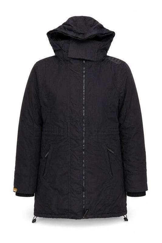 Superdry Women's Black Hooded Parka Jacket M Regular Fit