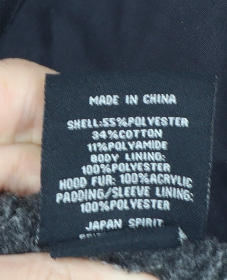 Superdry Women's Black Hooded Parka Jacket M Regular Fit
