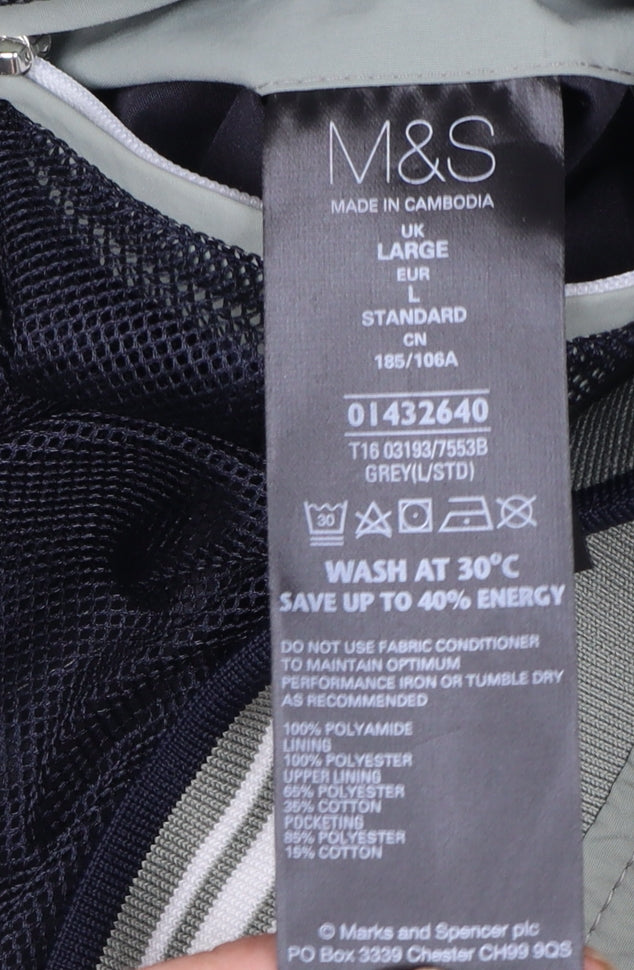 Marks and Spencer Men's Grey Lightweight Bomber Jacket L