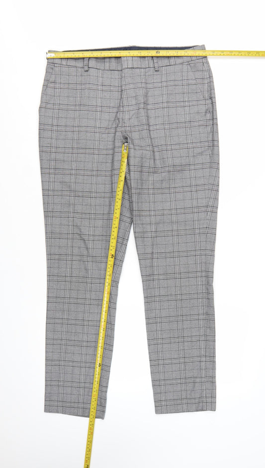 Taylor & Wright Men's Grey Check Slim Fit Dress Trousers 34R