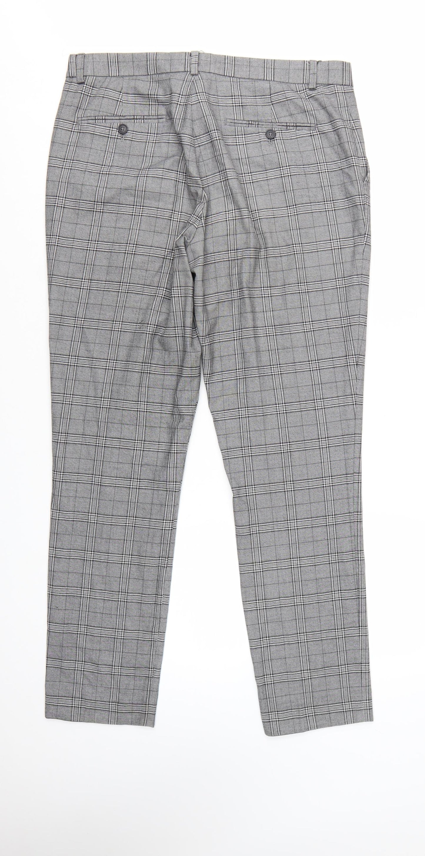 Taylor & Wright Men's Grey Check Slim Fit Dress Trousers 34R