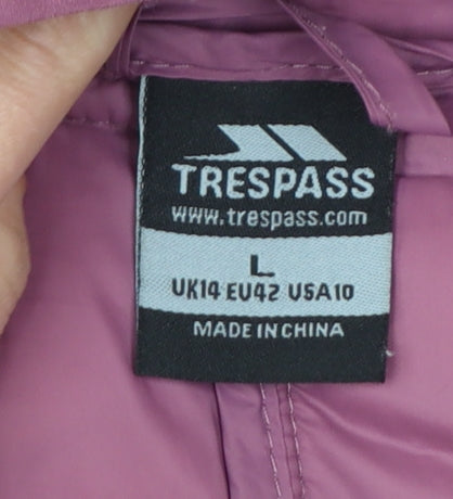 Trespass Women's Pink Hooded Puffer Jacket Size 14 L Lightweight