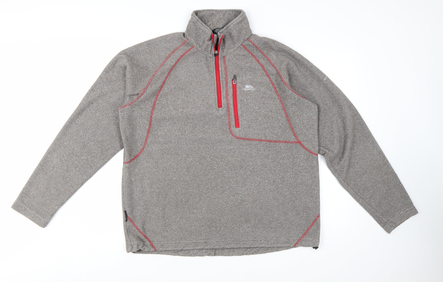 Trespass Men’s Grey 1/4 Zip Fleece Pullover Sweatshirt L