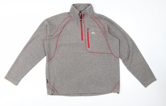Trespass Men’s Grey 1/4 Zip Fleece Pullover Sweatshirt L