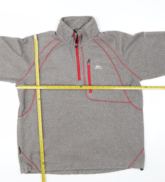 Trespass Men’s Grey 1/4 Zip Fleece Pullover Sweatshirt L
