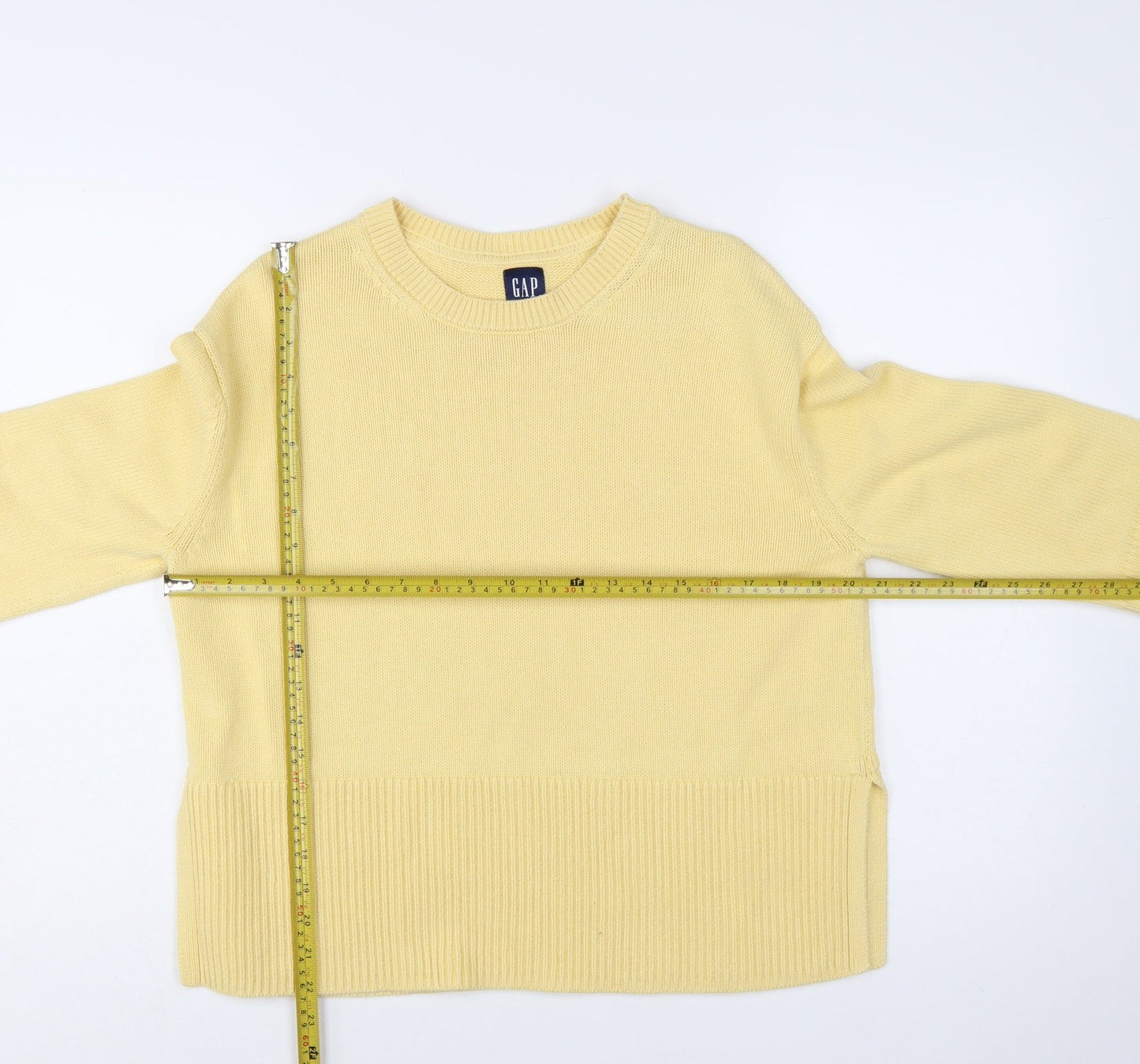 GAP Women's Yellow Cotton Crew Neck Pullover Jumper XS