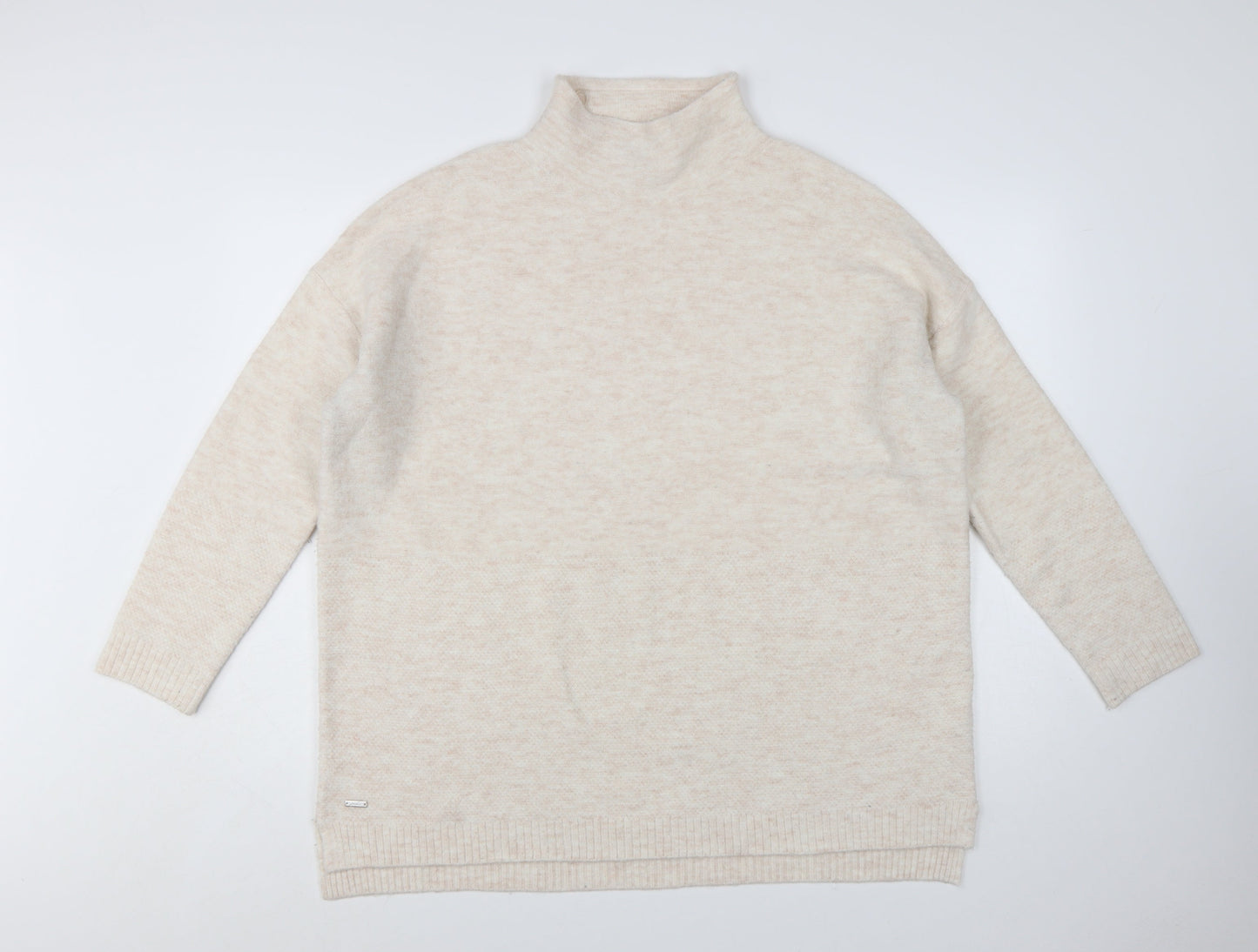 Joules Women Beige Mock Neck Long Sleeve Knit Jumper Size 16