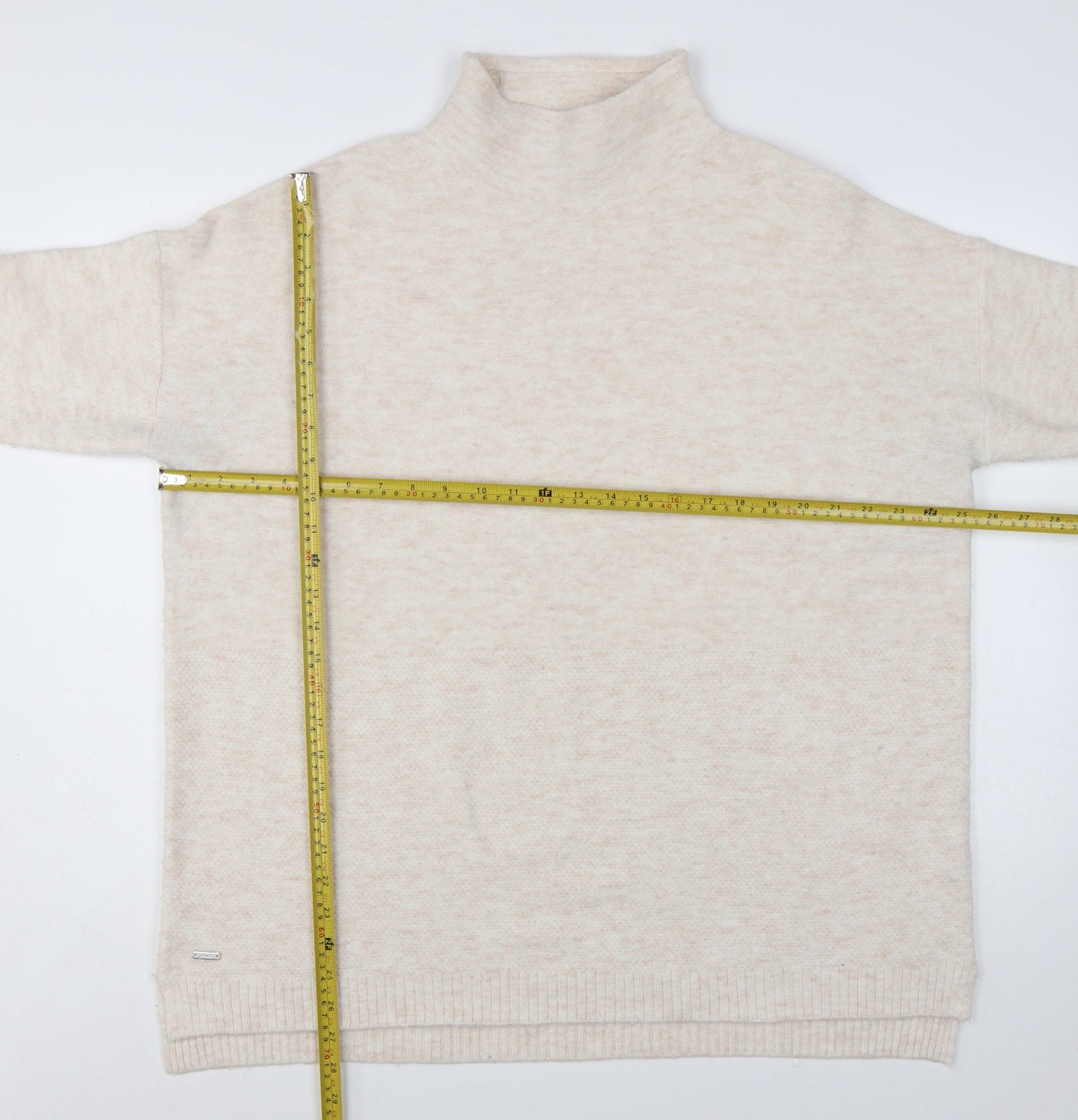 Joules Women Beige Mock Neck Long Sleeve Knit Jumper Size 16
